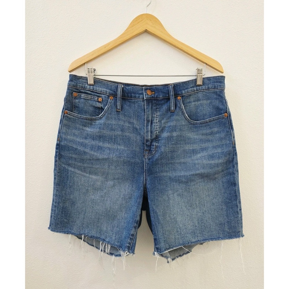 Madewell Women's High Rise Denim Mid Length Shorts Medium Wash Blue Size 32